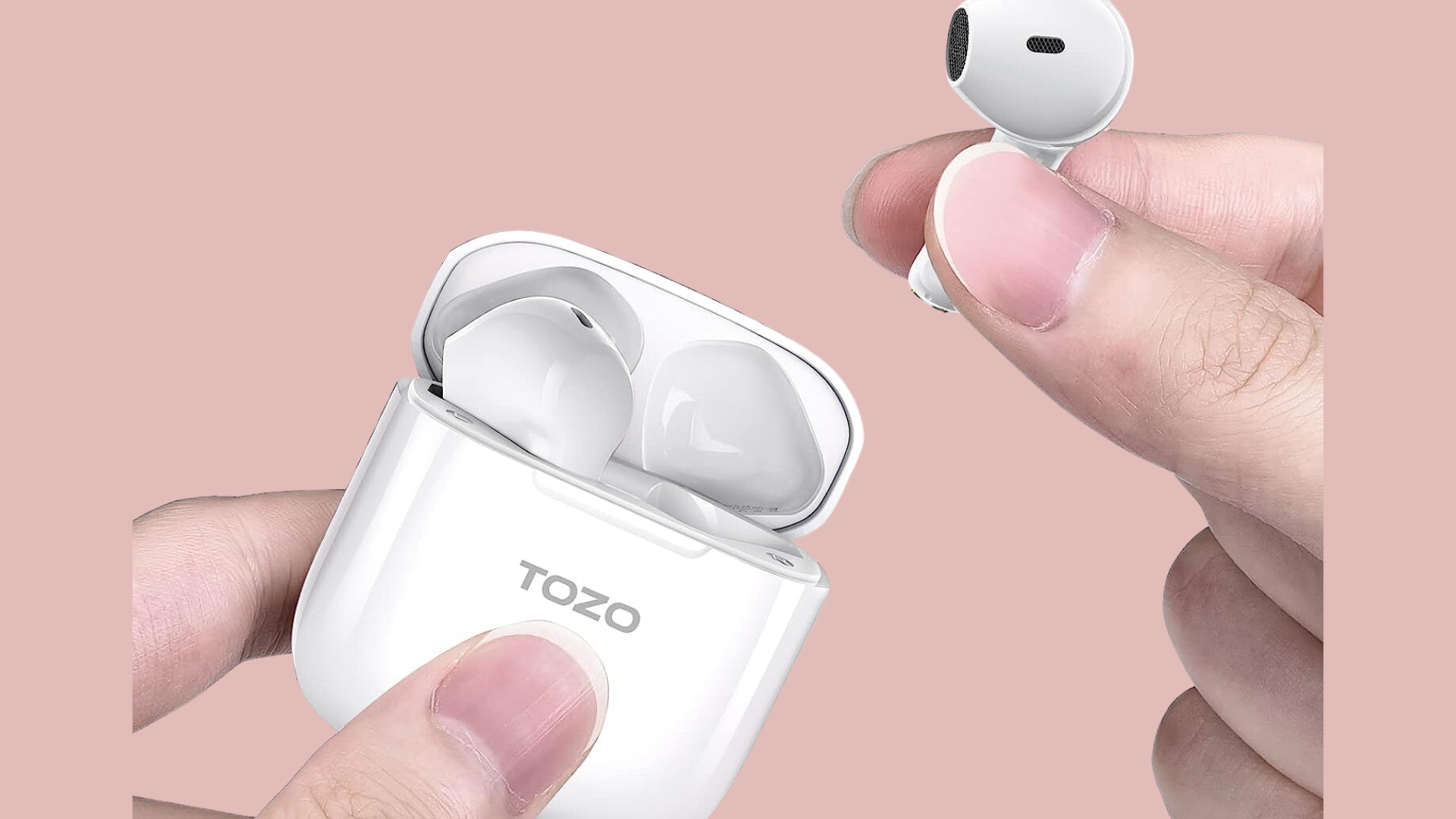 TOZO A3 Wireless Earbuds Bluetooth 5.3 Half in-Ear Lightweight Headphones  White